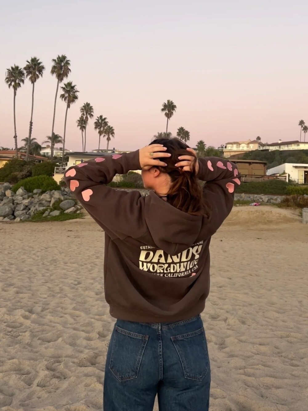 Dandy Worldwide Heart on My Sleeve Oversized Lux Hoodie Charcoal Gray Med Soft